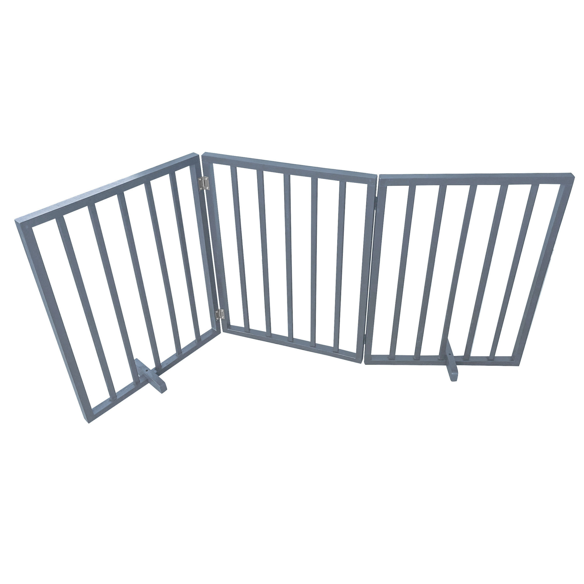 AmeriHome Freestanding Folding Wood Pet Gate — 54in., 3-Panel, 24in. Tall, Gray, Model# WFPGG3